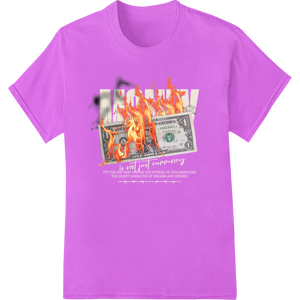 Money to Burn: Fiery Dollar Bill DTF Print Transfer - High-quality garment printing