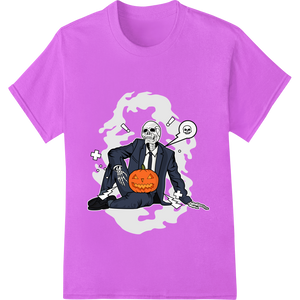 Unique apparel decoration for Dapper Skeleton's Pumpkin Ponderings - Halloween DTF Print