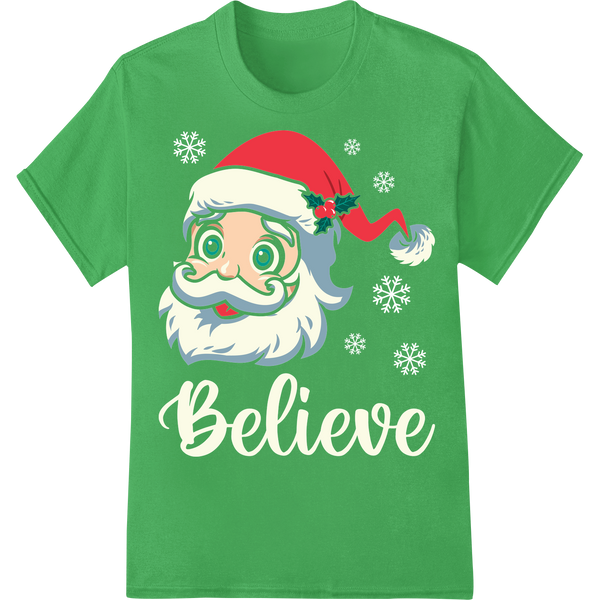 Jolly Laughs: Funny Santa Christmas DTF Print Transfer on green shirt - SUPERDTF-DTF Prints-DTF Transfers-Custom DTF Prints