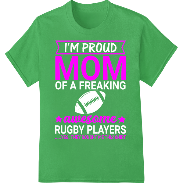 Show Mom Love with Pink 'MOM awesome' DTF Heat Transfer on green shirt - SUPERDTF-DTF Prints-DTF Transfers-Custom DTF Prints