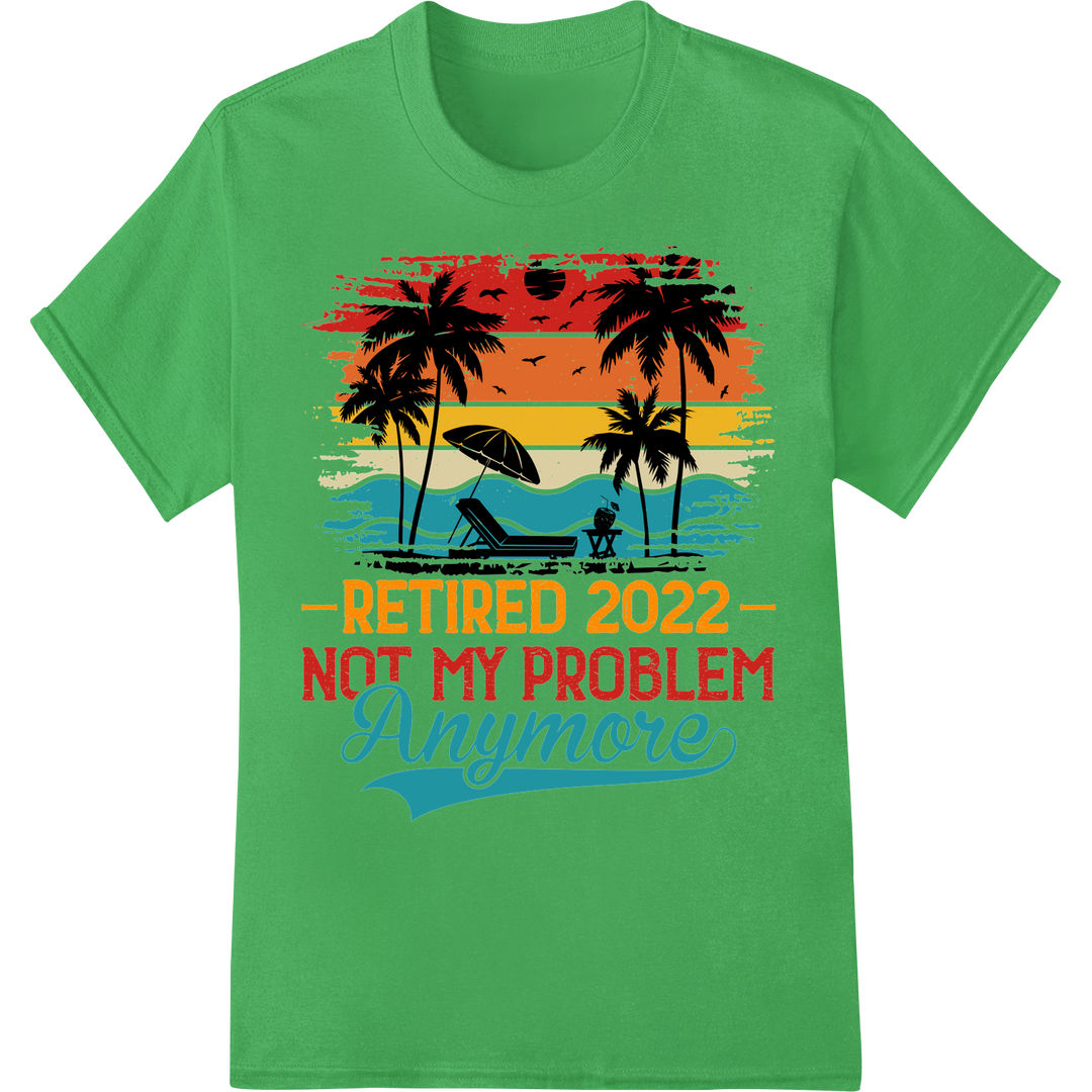 Retired 2022: Celebrate Freedom with this Beach-Inspired DTF Print on green shirt - SUPERDTF-DTF Prints-DTF Transfers-Custom DTF Prints