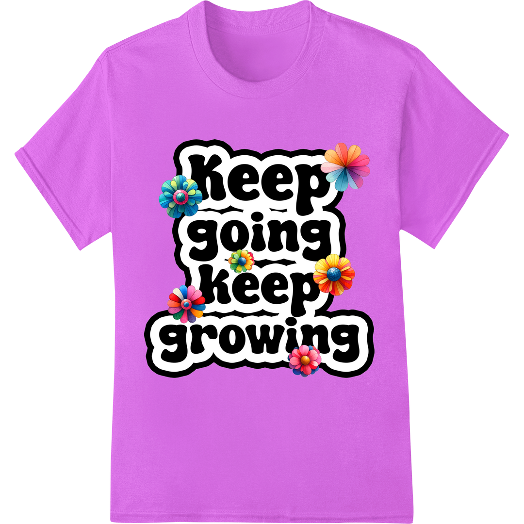 Motivate Students with 'Keep Going Keep Growing' DTF Print on purple shirt - SUPERDTF-DTF Prints-DTF Transfers-Custom DTF Prints