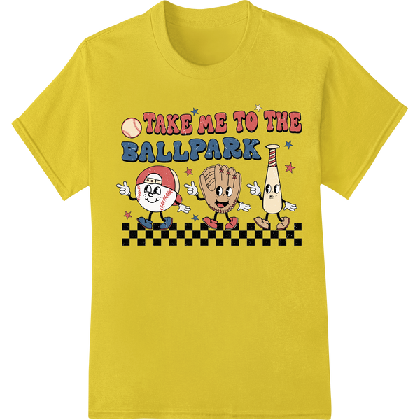 Take Me Out To The Ballgame! Baseball Mascots DTF Print on yellow shirt - SUPERDTF-DTF Prints-DTF Transfers-Custom DTF Prints