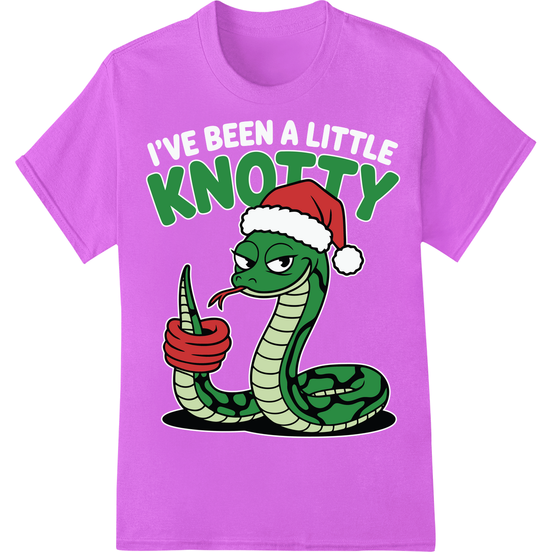 Adorable Christmas Knotty Snake DTF Print Heat Transfer on purple shirt - SUPERDTF-DTF Prints-DTF Transfers-Custom DTF Prints