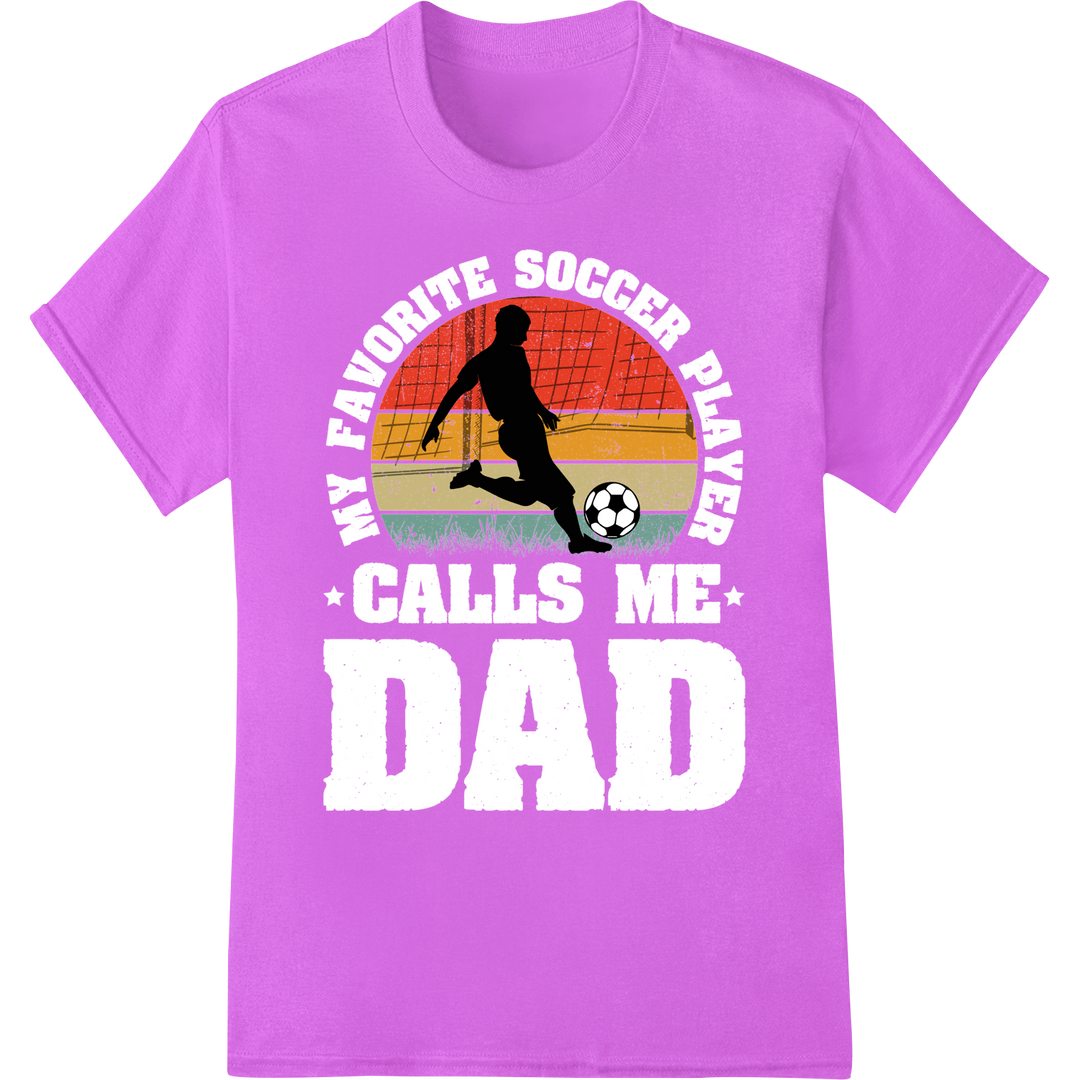 Father & Child Soccer Silhouettes Sunset DTF Print Design on purple shirt - SUPERDTF-DTF Prints-DTF Transfers-Custom DTF Prints