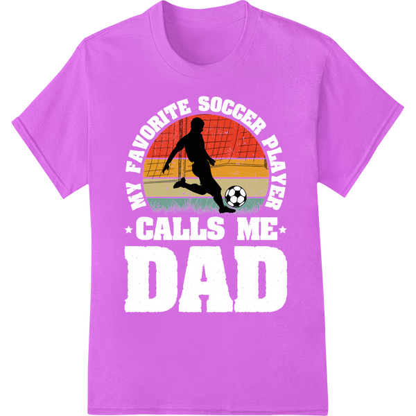 Father & Child Soccer Silhouettes Sunset DTF Print Design on purple shirt - SUPERDTF-DTF Prints-DTF Transfers-Custom DTF Prints