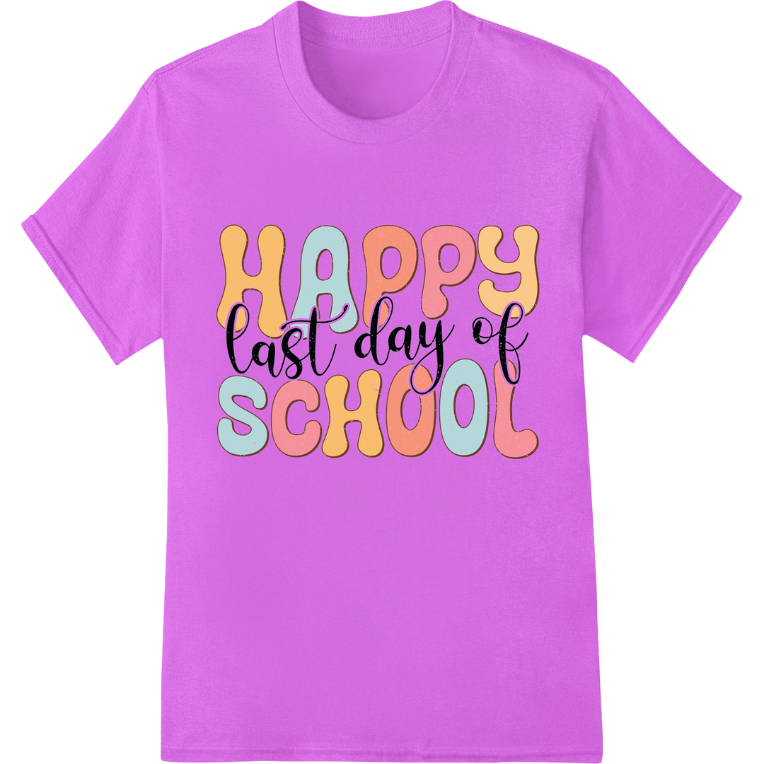 Retro Last Day of School Celebration DTF Print Transfer on purple shirt - SUPERDTF-DTF Prints-DTF Transfers-Custom DTF Prints