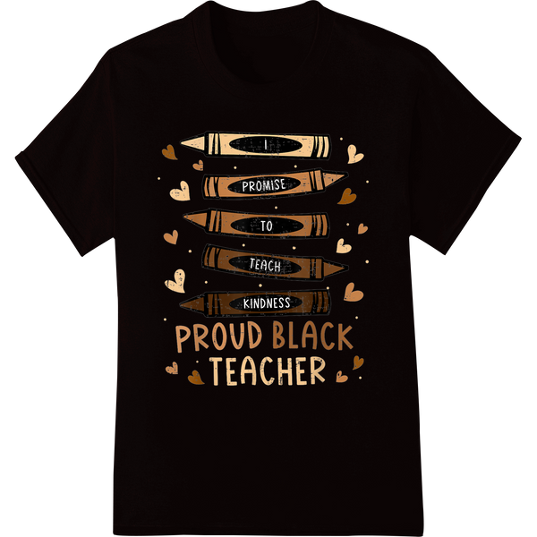 Proud Black Teacher | Inspiring Kindness DTF Transfer on black shirt - SUPERDTF-DTF Prints-DTF Transfers-Custom DTF Prints