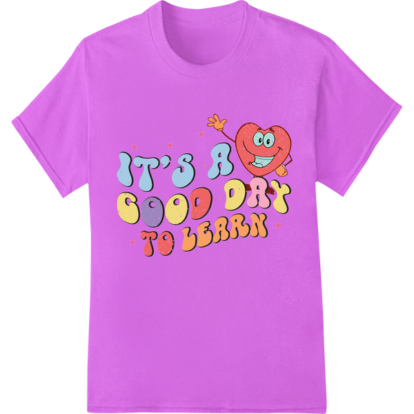 Retro 'Good Day to Learn' Classroom DTF Print Transfer on purple shirt - SUPERDTF-DTF Prints-DTF Transfers-Custom DTF Prints