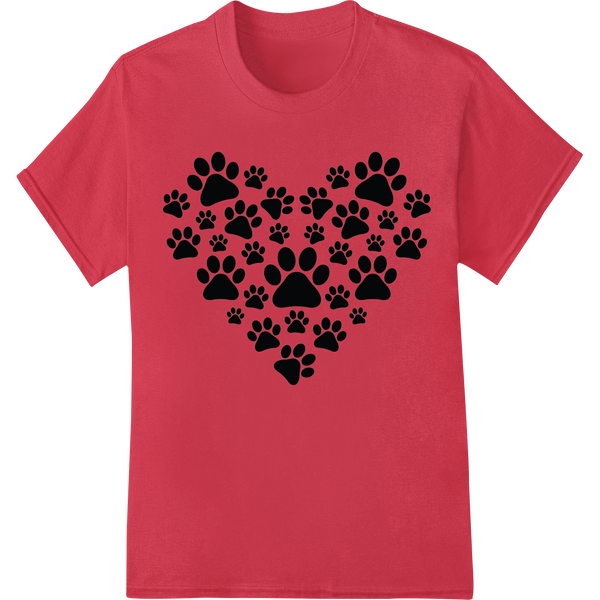 Adorable Paw Print Heart DTF Print Heat Transfer Design on red shirt - SUPERDTF-DTF Prints-DTF Transfers-Custom DTF Prints