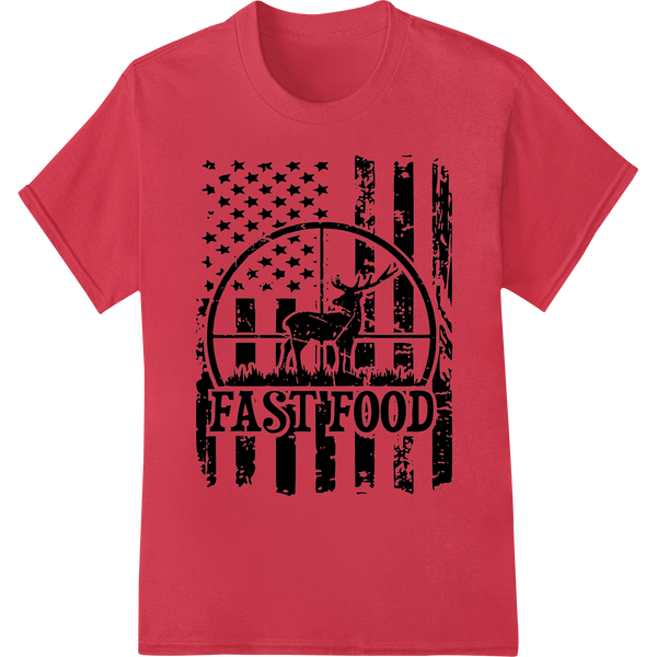 Bold Patriotic Fast Food Design for Fourth of July Apparel on red shirt - SUPERDTF-DTF Prints-DTF Transfers-Custom DTF Prints