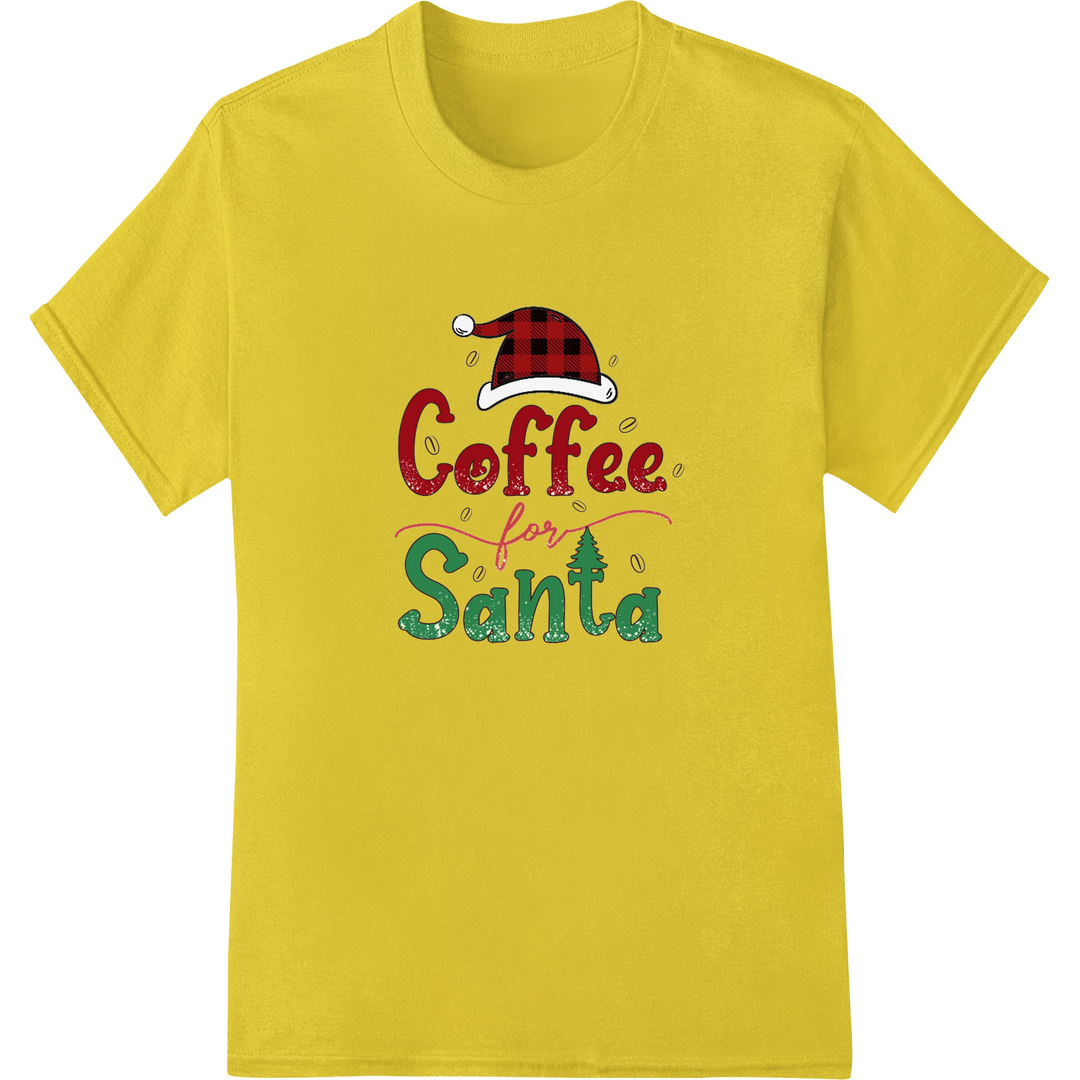 Festive 'Coffee for Santa' DTF Print Heat Transfer on yellow shirt - SUPERDTF-DTF Prints-DTF Transfers-Custom DTF Prints