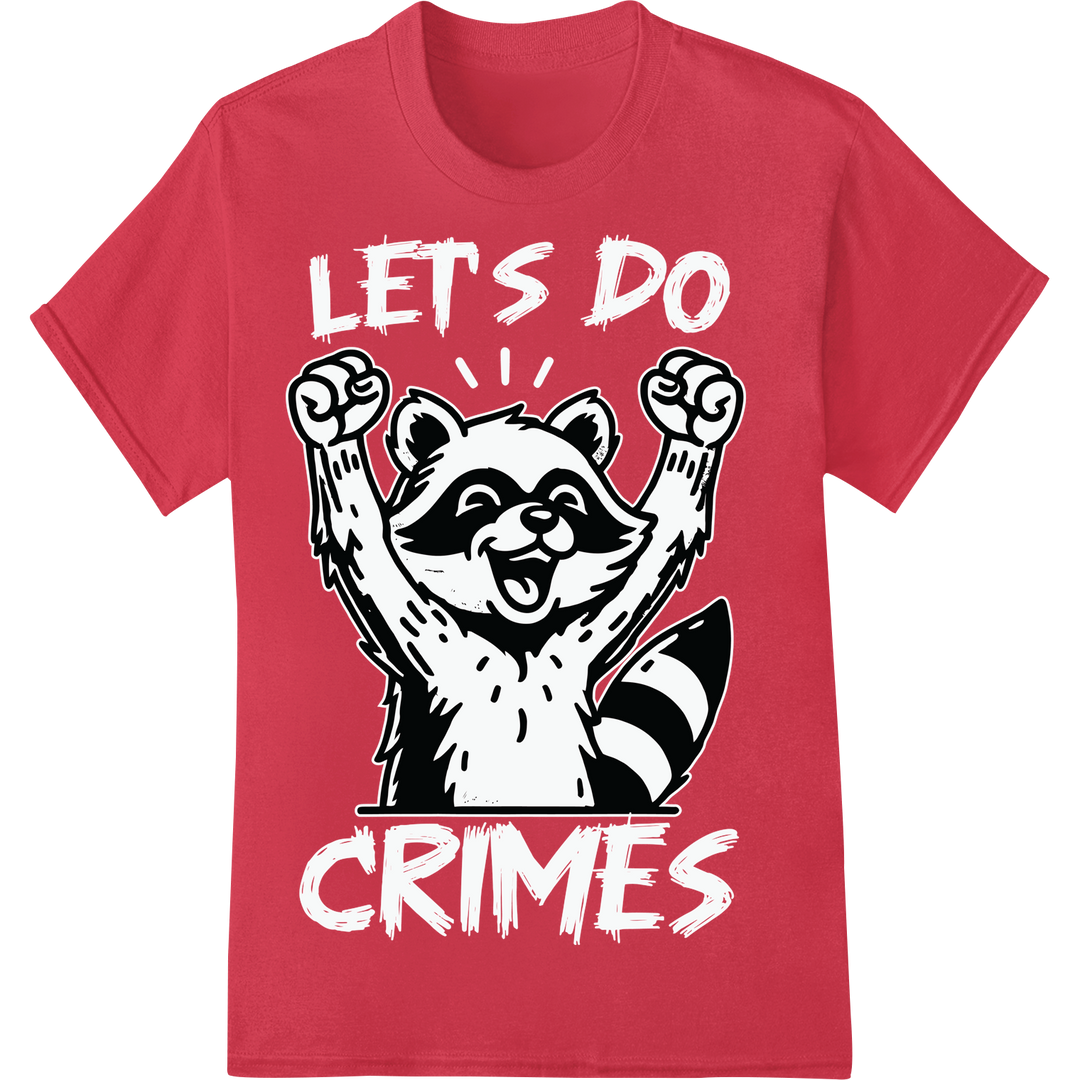 Playful Raccoon Cartoon Heat Transfer - Wildlife Design on red shirt - SUPERDTF-DTF Prints-DTF Transfers-Custom DTF Prints