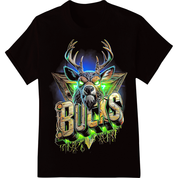 Psychedelic Buck Deer Colorful DTF Heat Transfer on black shirt - SUPERDTF-DTF Prints-DTF Transfers-Custom DTF Prints