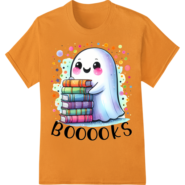 Adorable Book Ghost - Perfect Teacher & Book Lover Gift on orange shirt - SUPERDTF-DTF Prints-DTF Transfers-Custom DTF Prints