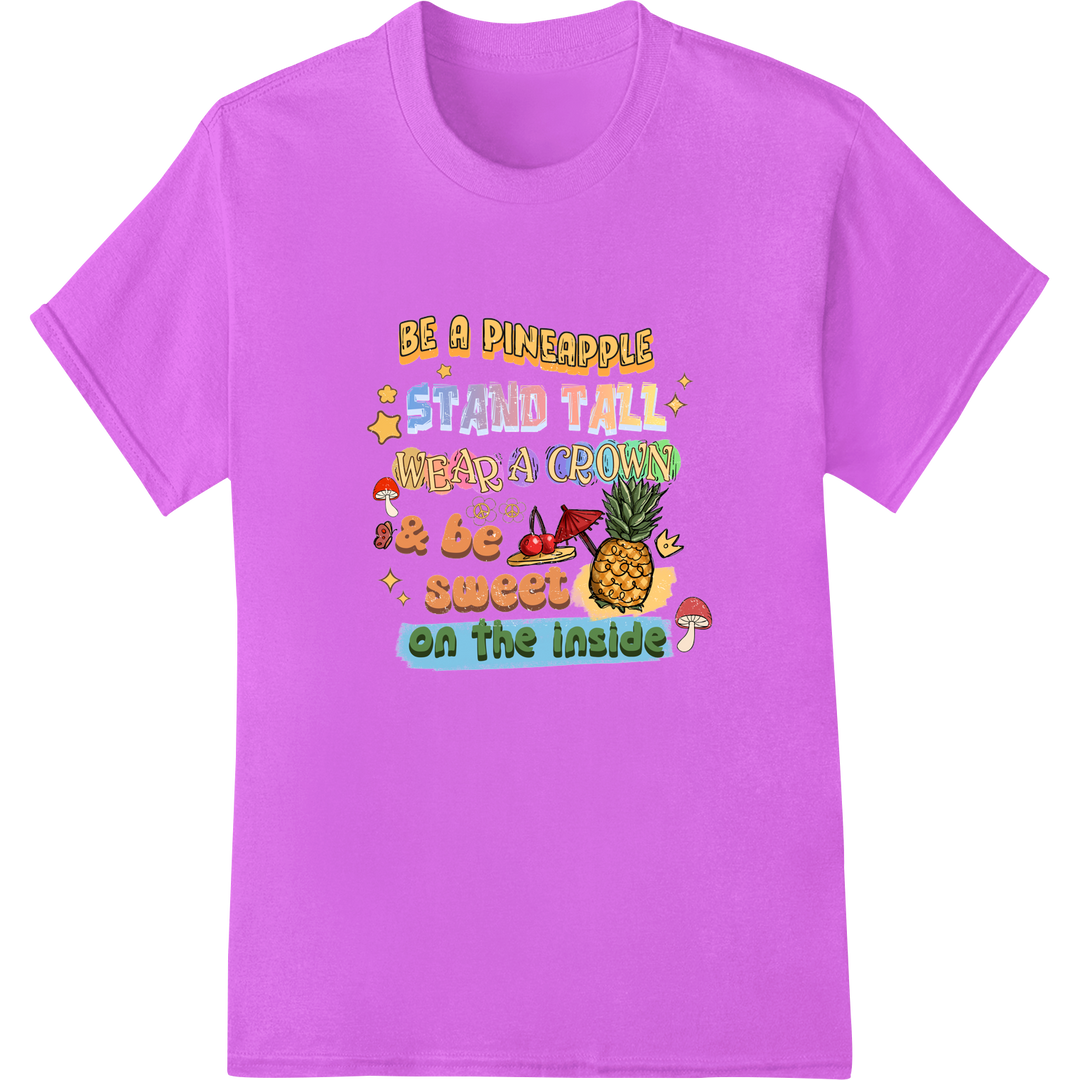 Be a Pineapple: Stand Tall, Wear a Crown, & Be Sweet Inside on purple shirt - SUPERDTF-DTF Prints-DTF Transfers-Custom DTF Prints