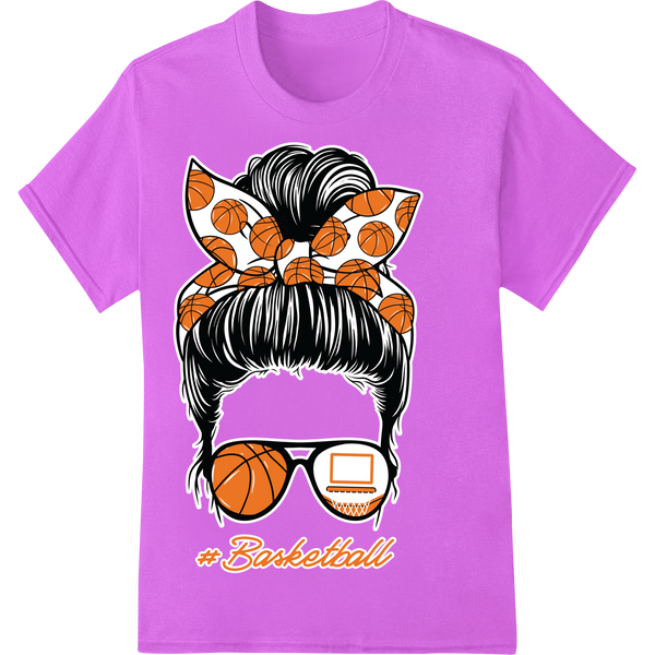 Slam Dunk Style: Eye-Catching Basketball DTF Print Transfer on purple shirt - SUPERDTF-DTF Prints-DTF Transfers-Custom DTF Prints