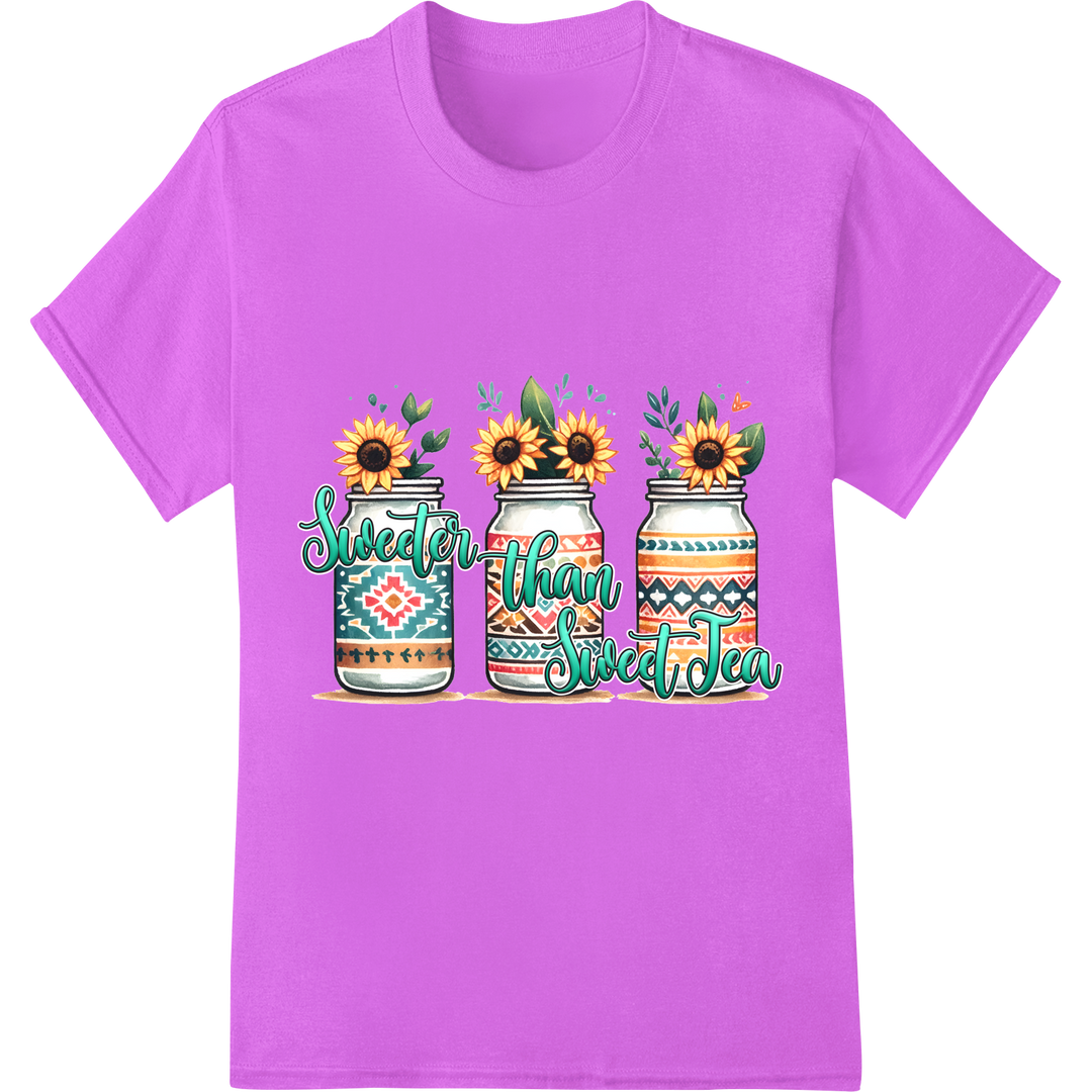 Sunflower Jar Trio: Rustic Charm Meets Modern Flair on purple shirt - SUPERDTF-DTF Prints-DTF Transfers-Custom DTF Prints