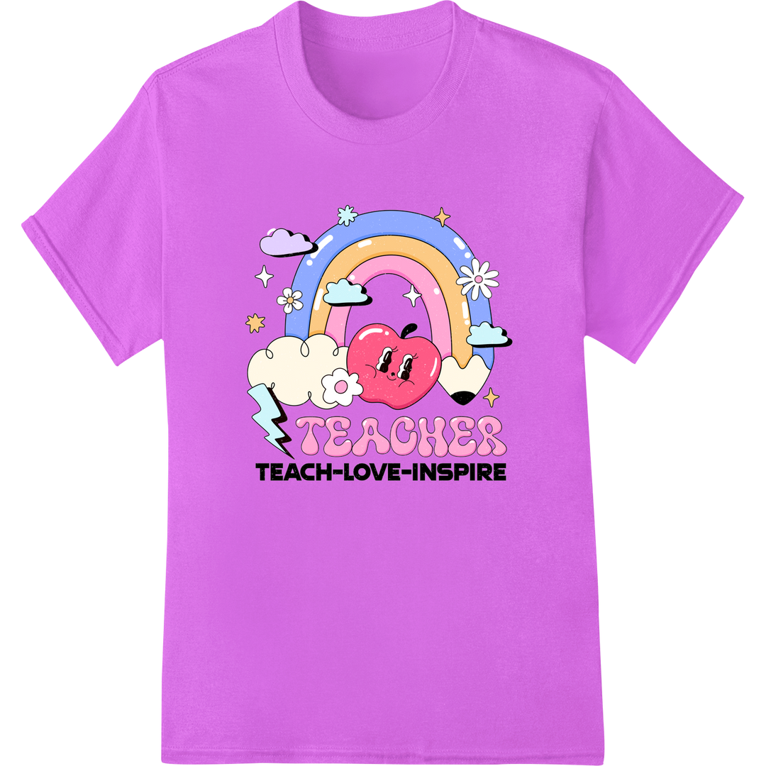 Groovy Teacher DTF Print: Inspiring Gifts for Educators on purple shirt - SUPERDTF-DTF Prints-DTF Transfers-Custom DTF Prints