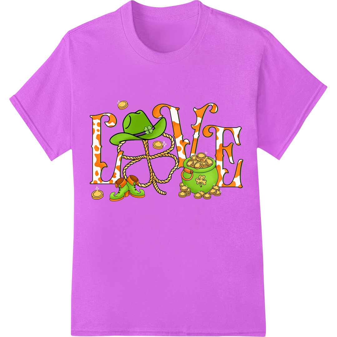 Lucky Leprechaun Love: Charming St. Patrick's Day DTF Print on purple shirt - SUPERDTF-DTF Prints-DTF Transfers-Custom DTF Prints