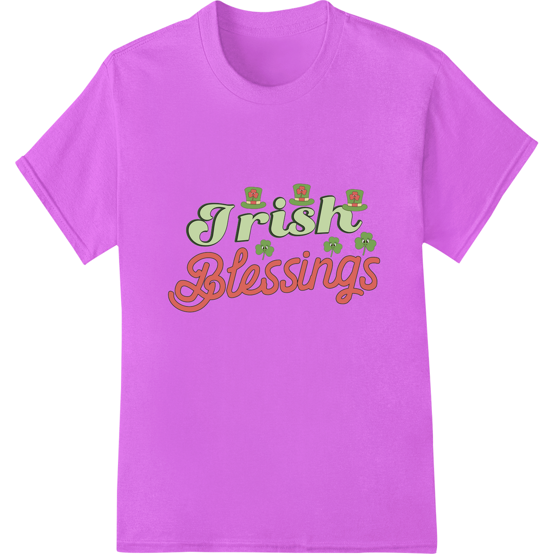 Irish Blessings: Retro St. Patrick's Day DTF Print Transfer on purple shirt - SUPERDTF-DTF Prints-DTF Transfers-Custom DTF Prints