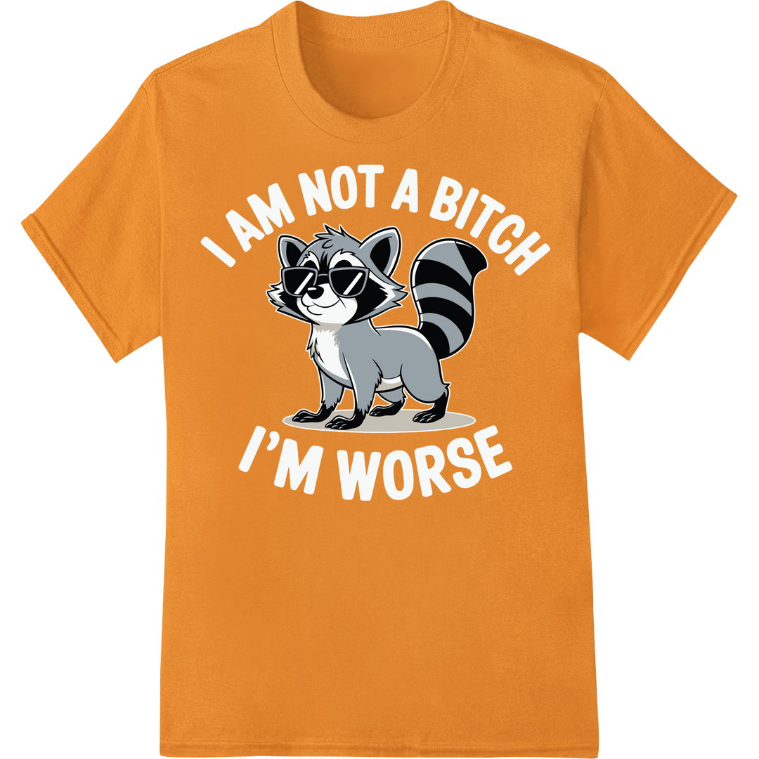 Hilarious Cartoon Raccoon DTF Print Heat Transfer on orange shirt - SUPERDTF-DTF Prints-DTF Transfers-Custom DTF Prints