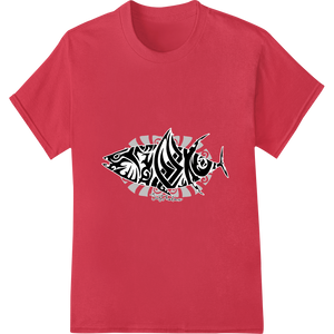 Expert custom t-shirts craftsmanship on Bold Tribal Shark DTF Print Heat Transfer - Edgy Style