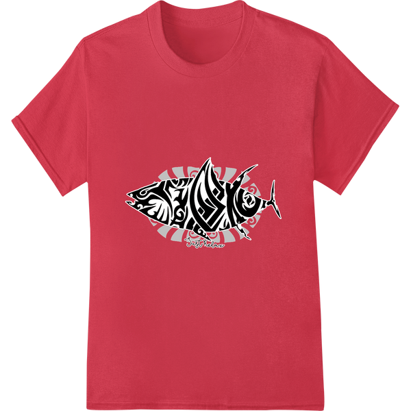 Expert custom t-shirts craftsmanship on Bold Tribal Shark DTF Print Heat Transfer - Edgy Style