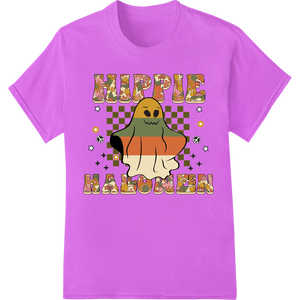 Retro Hippie Ghost Halloween Super DTF Heat Transfer featuring professional custom apparel