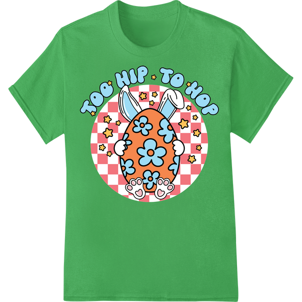 Retro Easter Egg 'To Hop' DTF Heat Transfer Print | Floral on green shirt - SUPERDTF-DTF Prints-DTF Transfers-Custom DTF Prints