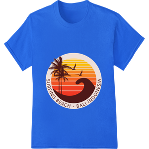 Premium quality custom garment printing on Surfing Paradise: Bali Beach Sunset Silhouette