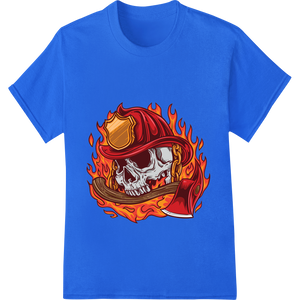 Premium quality personalized clothing on Flaming Firefighter Skull - Bold DTF Print Heat Transfer