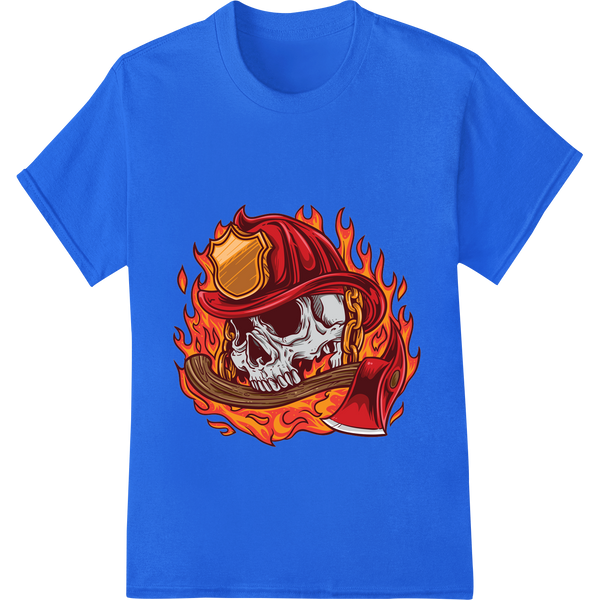 Premium quality personalized clothing on Flaming Firefighter Skull - Bold DTF Print Heat Transfer