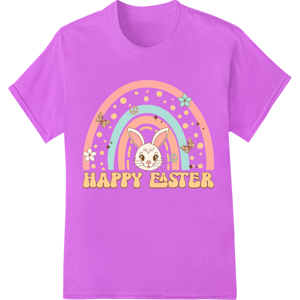 Retro Easter Bunny Rainbow DTF Print Heat Transfer on purple shirt - SUPERDTF-DTF Prints-DTF Transfers-Custom DTF Prints