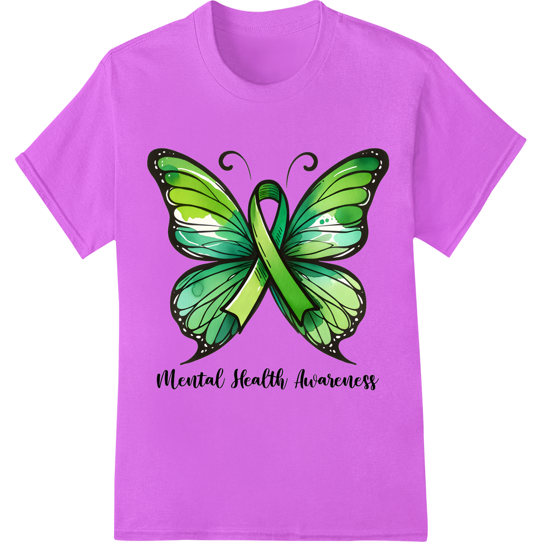 Butterfly of Hope: Raise Mental Health Awareness on purple shirt - SUPERDTF-DTF Prints-DTF Transfers-Custom DTF Prints