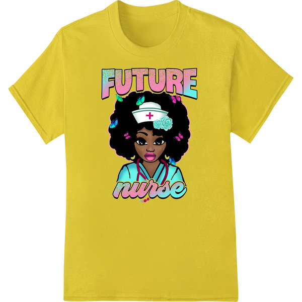 Empower Future Nurses: Adorable Cartoon DTF Print Design on yellow shirt - SUPERDTF-DTF Prints-DTF Transfers-Custom DTF Prints