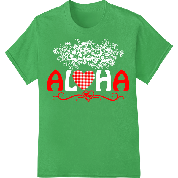 Retro Gingham Hearts Valentine's Day DTF Print Transfer on green shirt - SUPERDTF-DTF Prints-DTF Transfers-Custom DTF Prints