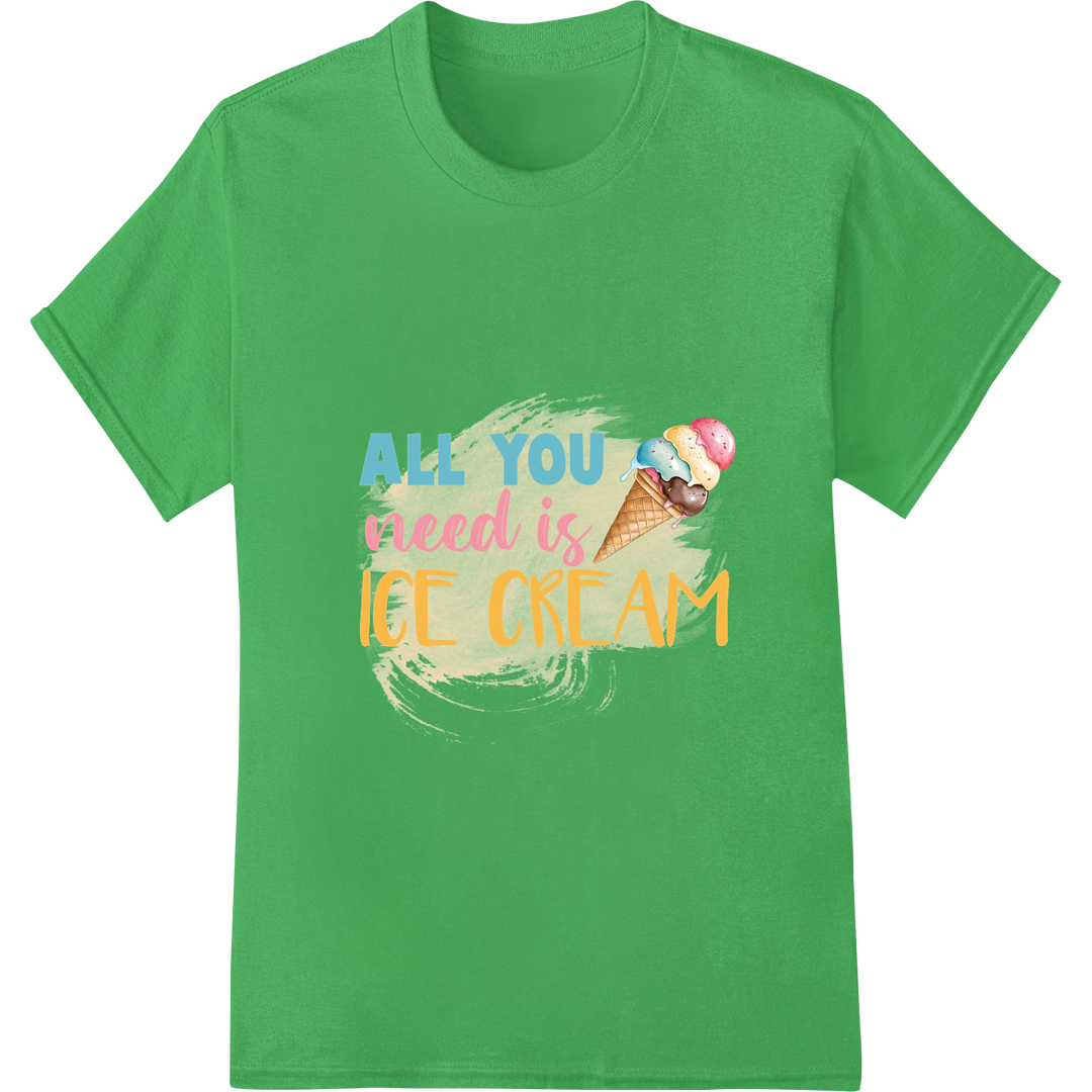 Indulge in Summer Sweetness: Ice Cream DTF Print Transfer on green shirt - SUPERDTF-DTF Prints-DTF Transfers-Custom DTF Prints