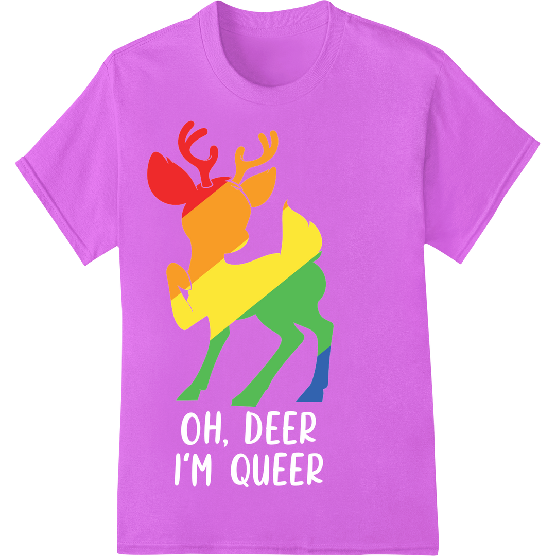 Vibrant LGBT Deer Silhouette DTF Print Heat Transfer on purple shirt - SUPERDTF-DTF Prints-DTF Transfers-Custom DTF Prints