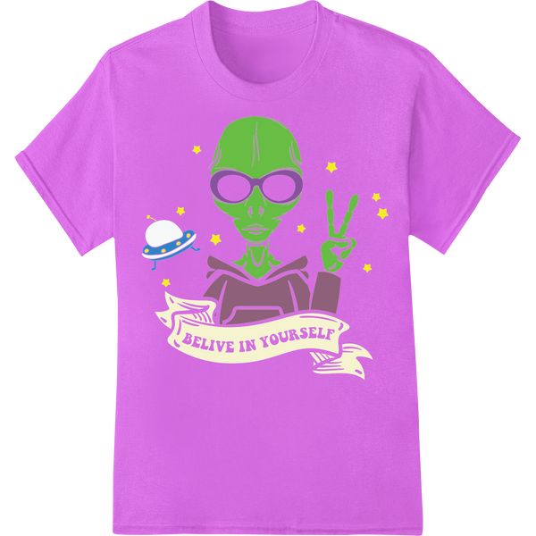 Sarcastic Alien Peace Sign DTF Heat Transfer Print on purple shirt - SUPERDTF-DTF Prints-DTF Transfers-Custom DTF Prints