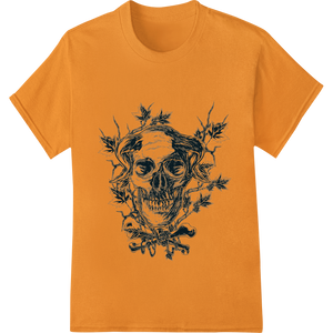 Macabre Skull Entwined in Thorns - Gothic DTF Print Design showcasing advanced heat transfer technology