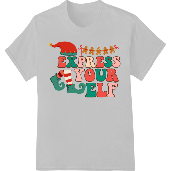 Festive 'Express Yourself' Christmas DTF Print Heat Transfer on white shirt - SUPERDTF-DTF Prints-DTF Transfers-Custom DTF Prints