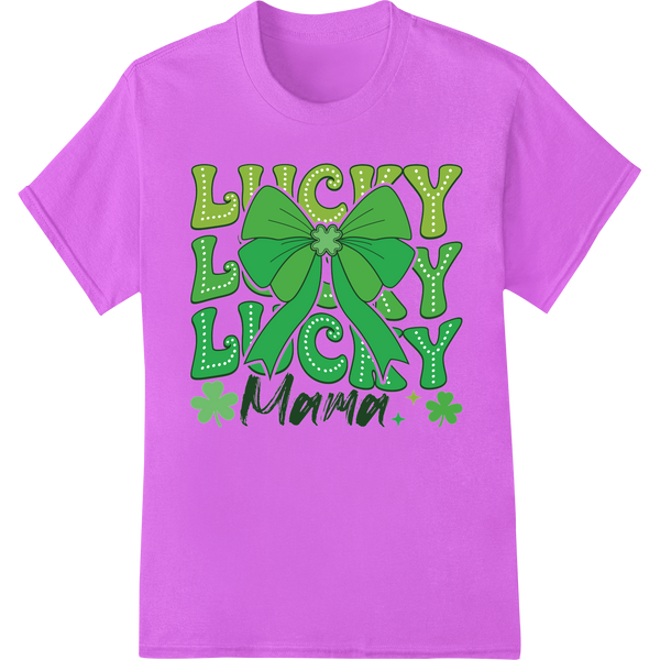 Lucky Retro Mama: Vintage-Inspired St. Patrick's Day DTF Print on purple shirt - SUPERDTF-DTF Prints-DTF Transfers-Custom DTF Prints