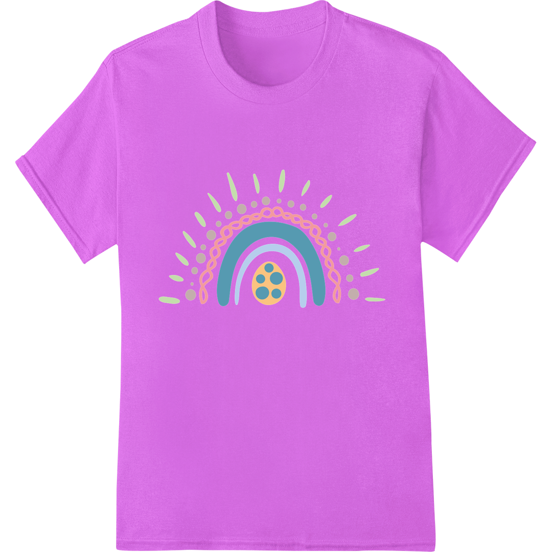 Vibrant Easter Rainbow Heat Transfer - DTF Festive Spring Design on purple shirt - SUPERDTF-DTF Prints-DTF Transfers-Custom DTF Prints