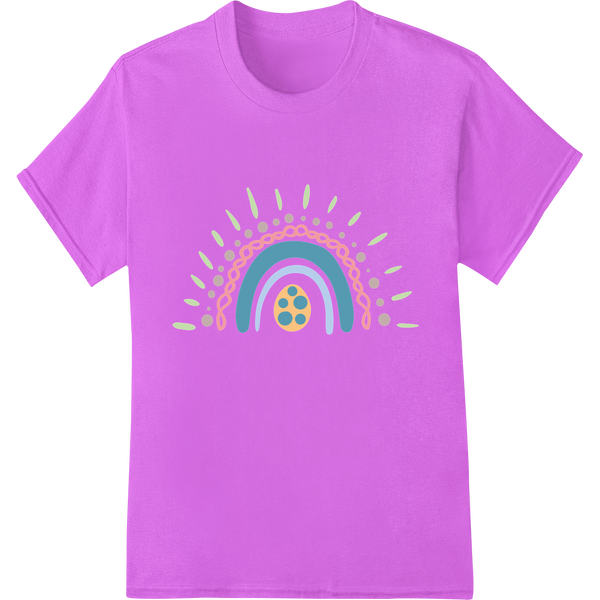 Vibrant Easter Rainbow Heat Transfer - DTF Festive Spring Design on purple shirt - SUPERDTF-DTF Prints-DTF Transfers-Custom DTF Prints