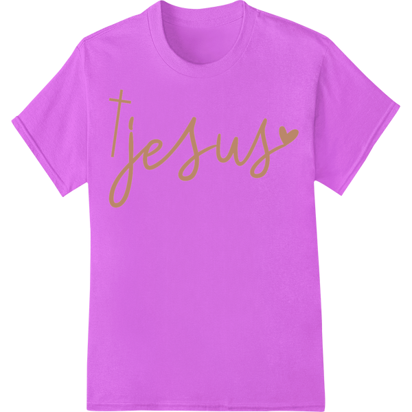 Celebrate Easter with 'Jesus' Heat Transfer Print on purple shirt - SUPERDTF-DTF Prints-DTF Transfers-Custom DTF Prints