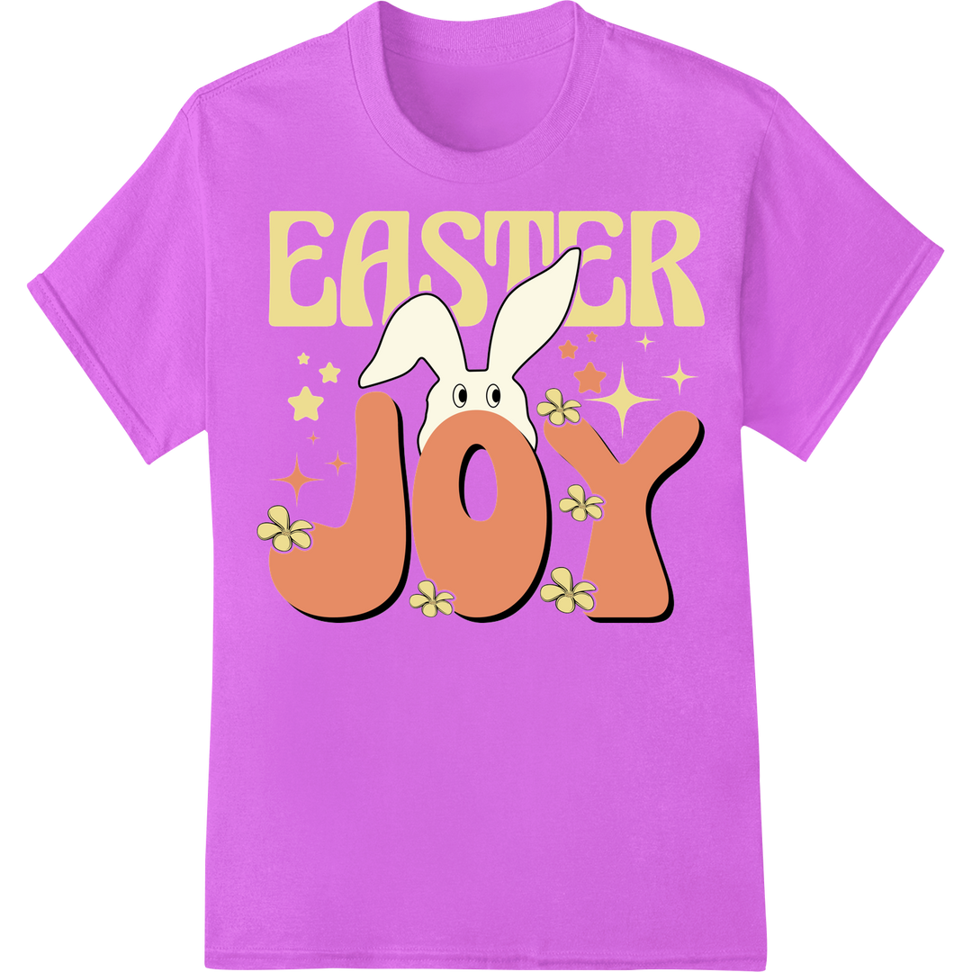 Retro Easter Bunny Joy: Vintage DTF Print Heat Transfer on purple shirt - SUPERDTF-DTF Prints-DTF Transfers-Custom DTF Prints