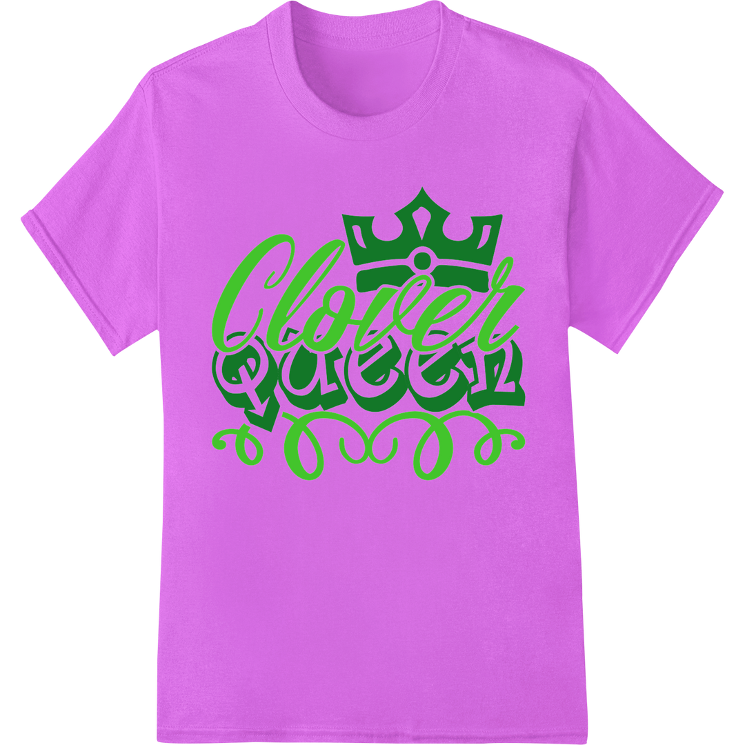 Regal 'Clover Queen' St. Patrick's Day DTF Print Transfer on purple shirt - SUPERDTF-DTF Prints-DTF Transfers-Custom DTF Prints