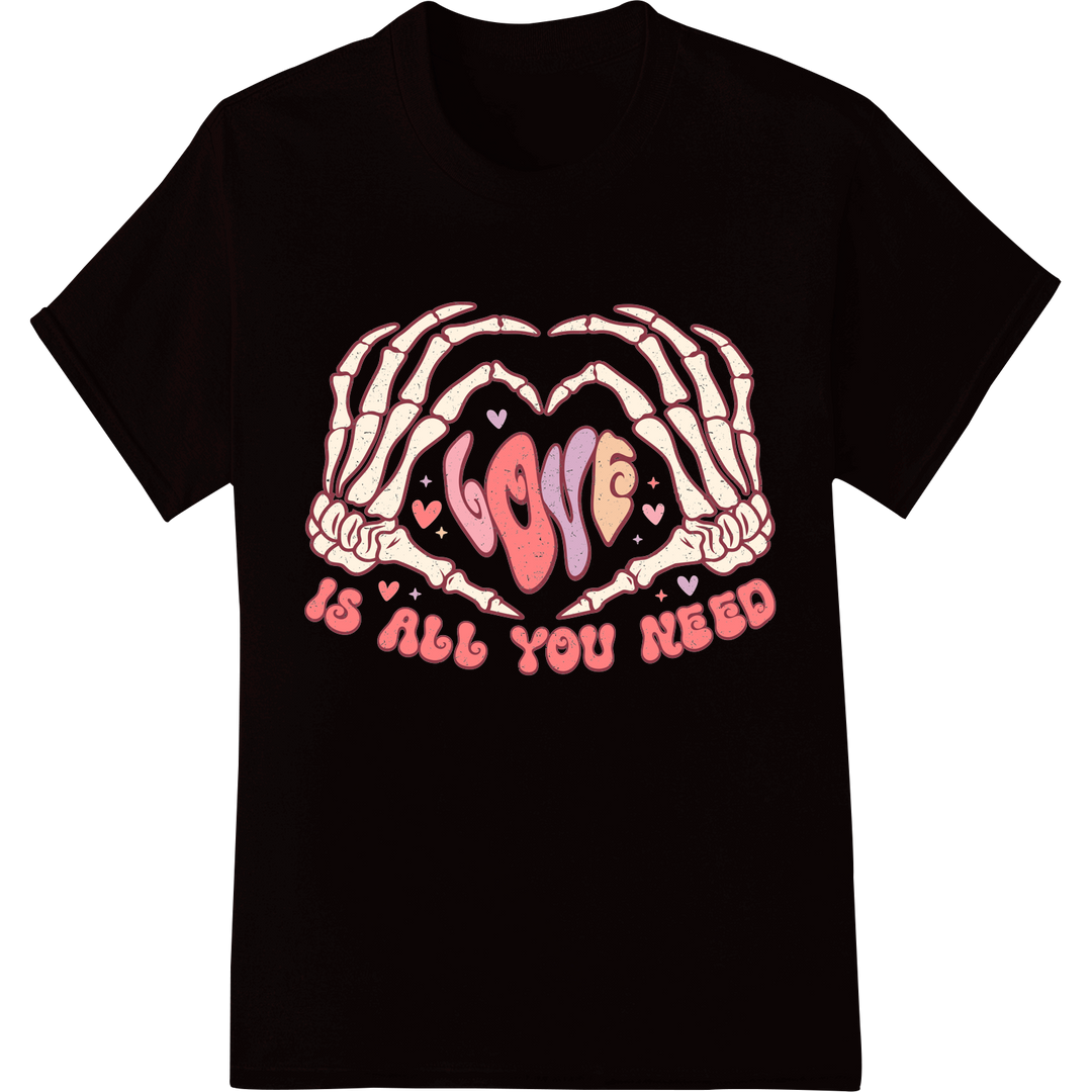 Skeleton Hands Heart: Edgy Valentine's Day DTF Print Transfer on black shirt - SUPERDTF-DTF Prints-DTF Transfers-Custom DTF Prints