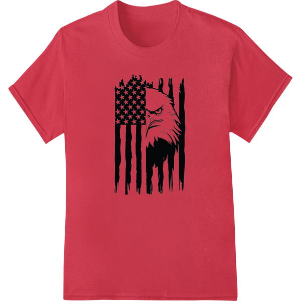 Fierce Eagle Silhouette American Flag Patriotic Design on red shirt - SUPERDTF-DTF Prints-DTF Transfers-Custom DTF Prints